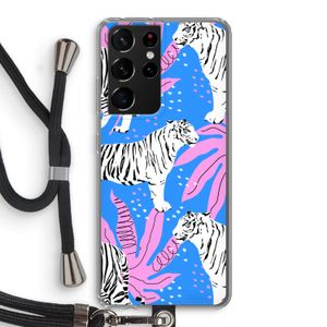 Tijger: Samsung Galaxy S21 Ultra Transparant Hoesje met koord