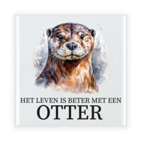 Cadeau tegel voor de familie Otter - het leven is beter met een Otter - keramiek - waterverf - Cadeau tegel voor de familie Otter - het leven is beter met een Otter - keramiek - waterverf -