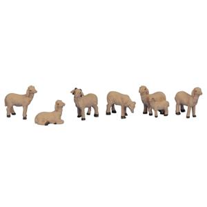 Schapen beeldjes - 6x st - 2,5 tot 4 cm - kunststof -miniatuur beeldjes/dierenbeeldjes