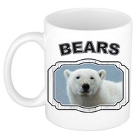Dieren witte ijsbeer beker - bears/ ijsberen mok wit 300 ml - thumbnail