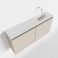 Toiletmeubel Mondiaz Ture | 100 cm | Meubelkleur Linen | Eden wastafel Talc Rechts | Zonder kraangat