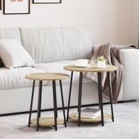 Bijzettafelset 2 pcs Sonoma eik en Zwart 50 x 50 x 51 cm