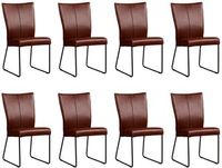 Set van 8 Cognac leren industriële eetkamerstoelen Mate - Granada leer Cognac (cognac leer)