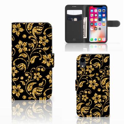 Apple iPhone Xr Hoesje Gouden Bloemen Apple iPhone Xr Hoesje Gouden Bloemen