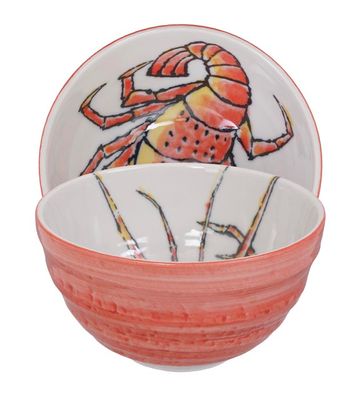 Porseleinen Kom met Kreeftontwerp - Tokyo Design Studio - 500ml - 13.2 x 6.8cm