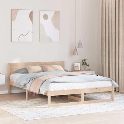 Bedframe met hoofdeinde Naturel 140 x 200 cm Massief grenenhout