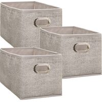 Set van 3x stuks opbergmand/kastmand 7 liter beige linnen 31 x 15 x 15 cm - thumbnail