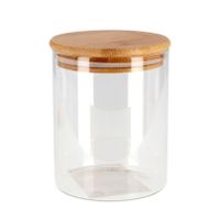 6x Luxe glazen bewaarpotten/voorraadpotten met houten deksel 600 ml