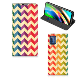 Motorola Moto G9 Plus Hoesje met Magneet Zigzag Multi Color