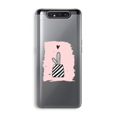 Zwart-wit cactus: Samsung Galaxy A80 Transparant Hoesje