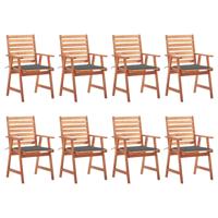 Tuinstoelen 8 st met kussens massief acaciahout