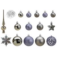 Pakket met 110x stuks kunststof kerstballen/ornamenten met piek grijs - Kerstbal - thumbnail