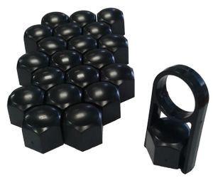 Universele wielmoerkapjes zwart kunststof 17mm WNC04004
