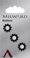 Milward Knoop Bloem Zwart met Wit 14mm (3 stuks)