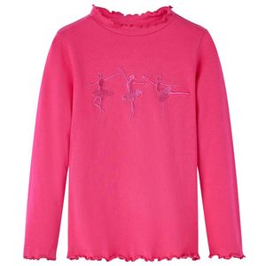 Kindershirt met lange mouwen ballerinaprint 140 felroze