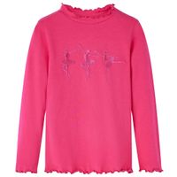 Kindershirt met lange mouwen ballerinaprint 140 felroze