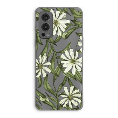 Wit bloemenpatroon: OnePlus Nord 2 5G Transparant Hoesje