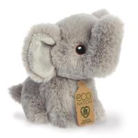 Pluche knuffel olifant - dierenknuffel - 13 cm - grijs - wilde dieren thema