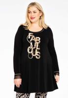 Yoek Tuniek wide bottom Fabulous | Zwart | Maat 58/60 Yoek Tuniek wide bottom Fabulous | Zwart | Maat 58/60