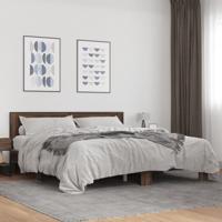 Bedframe bewerkt hout metaal bruin eikenkleur 200x200 cm