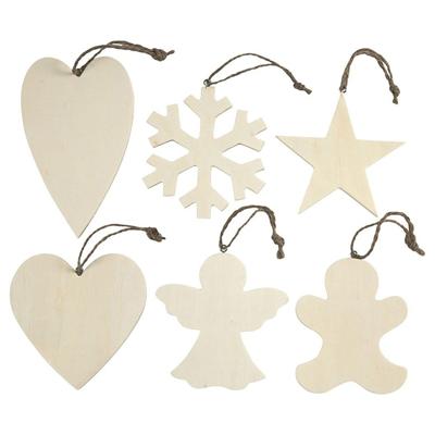 Creativ Company Versier je houten kersthangers, 6st.