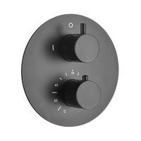 Saniclear Nero ronde inbouw kraan thermostatisch zwart mat - thumbnail