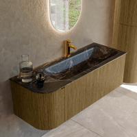 Badmeubel Mondiaz Kurve-Dlux | 125 cm cm | Meubelkleur Dusk | Wastafelkleur Lava | Solid surface | Wasbak rechter zijde spoelbak | 1 kraangat