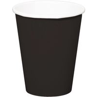 8x stuks drinkbekers van papier zwart 350 ml   -