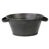 Plantenpot/bloempot - zink - zwart - D26 x H12.5 cm