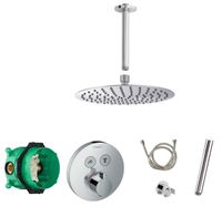 Hansgrohe Shower Select inbouw douchekraan rond met Saniclear Talpa 20cm douchekop en plafondarm regendouche chroom