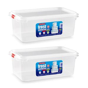 Vershoudbakje - 6x - met deksel - 26 x 16 x 10 cm - 2.6L - meal prep bakjes