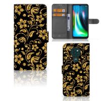 Motorola Moto G9 Play | E7 Plus Hoesje Gouden Bloemen | Portemonnee hoesje