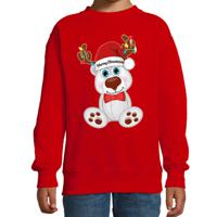 Kersttrui/sweater voor jongens/meisjes - Merry Christmas - rood - Kerst ijsbeer