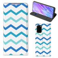 Samsung Galaxy S20 Plus | Hoesje met Magneet | Zigzag Blauw Samsung Galaxy S20 Plus | Hoesje met Magneet | Zigzag Blauw