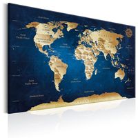 Schilderij - Wereldkaart , Donkerblauwe Dieptes