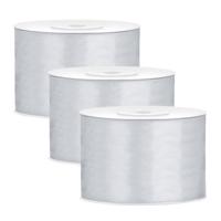 Partydeco Cadeaulint - 3x - zilver - 5 cm x 25 meter - satijn - sierlint - inpakken - decoratie