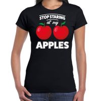 Stop staring at my apples boobs t-shirt zwart dames 2XL  -