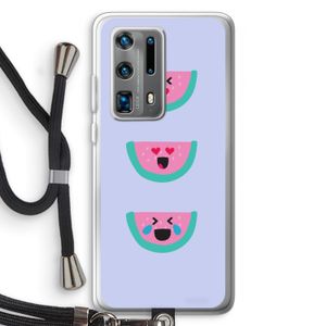 Smiley watermeloen: Huawei P40 Pro Plus Transparant Hoesje met koord