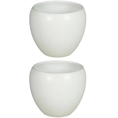 Floran Plantenpot - 3x - wit - mat - keramiek - 14 x 11 cm