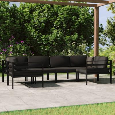 6-delige Loungeset met kussens aluminium antracietkleurig