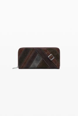 Grote portemonnee met decoratieve riemen - BROWN - U