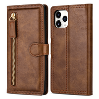 iPhone 15 Pro Max hoesje - Bookcase - Pasjeshouder - Portemonnee - Rits - Kunstleer - Bruin - thumbnail