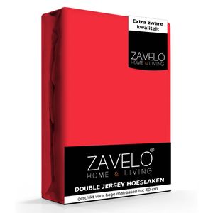 Zavelo Double Jersey Hoeslaken Rood-Lits-jumeaux (160x200 cm)