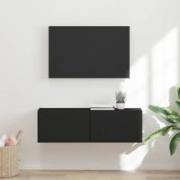 TV Wandkast Wandgemonteerd Zwart 60 x 31 x 29.5 cm Bewerkt hout
