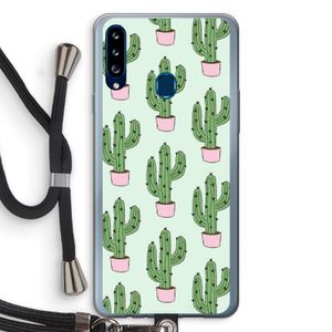 Cactus Lover: Samsung Galaxy A20s Transparant Hoesje met koord