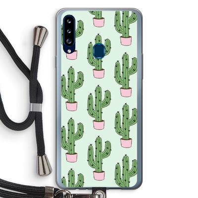 Cactus Lover: Samsung Galaxy A20s Transparant Hoesje met koord