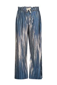 Like Flo zomer broek meisjes - navy blauw - metallic, plisse - Fenna