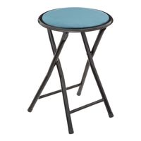 Bijzet krukje/stoel - Opvouwbaar - blauw fluweel - 29 x 45 cm   -