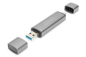 ASSMANN Electronic DA-70886 geheugenkaartlezer Aluminium USB 3.2 Gen 1 (3.1 Gen 1) Type-A/Type-C