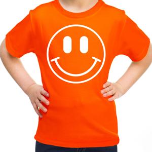 Verkleed T-shirt voor meisjes - Smile Emoticon - oranje - carnaval - feestkleding voor kinderen